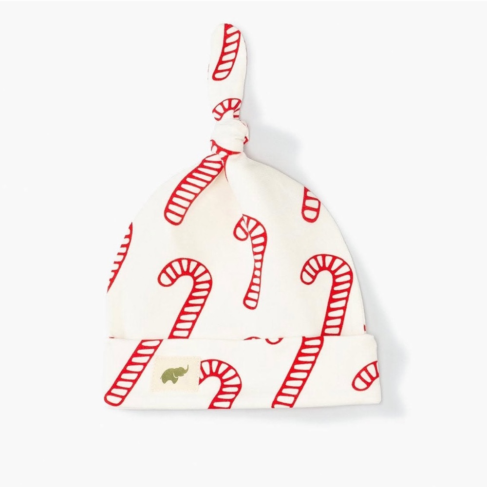 Monica & Andy Top Knot Cap, Newborn Hat, Candy Cane Christmas🎄